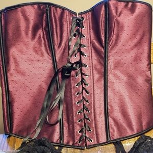 Victorian lace up front corset burgundy XL
